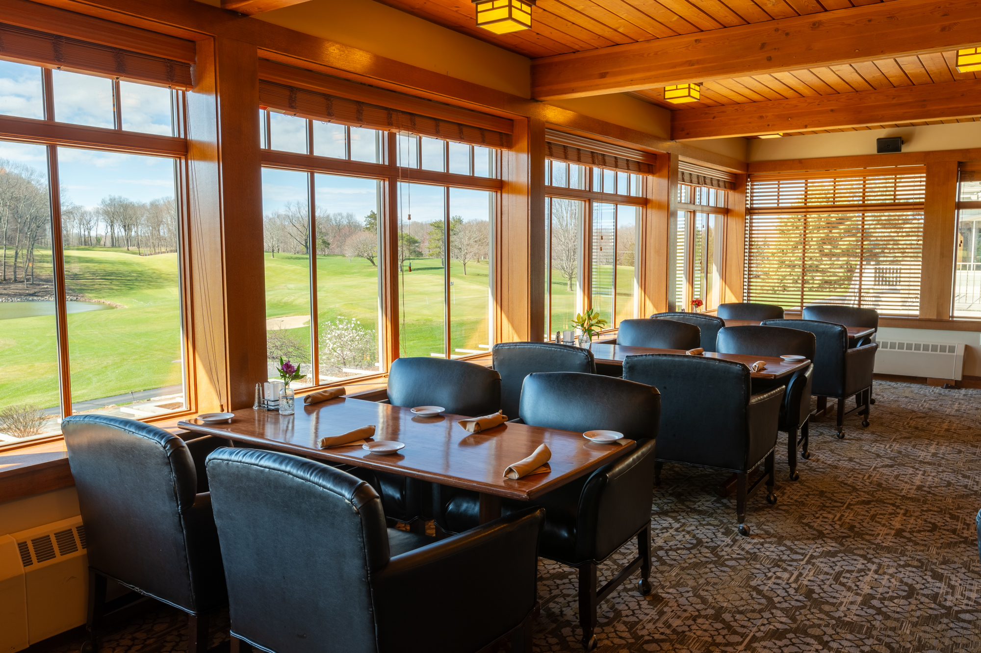 Photo of dining area overlooking the golf course at West Bend Country Club