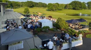 Patio space bustling with members.