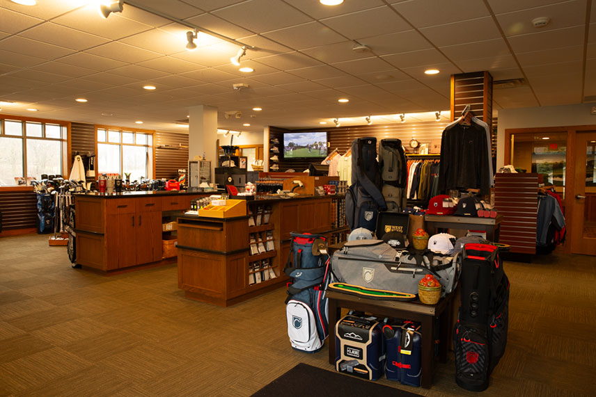 Image of various golf products at the Pro Shop at West Bend Country Club.